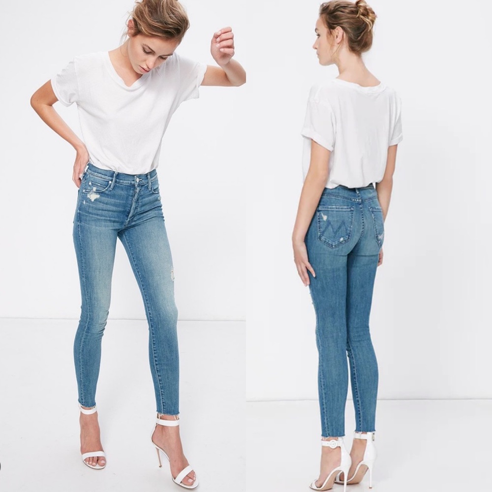 MOTHER The Stunner Ankle Fray Jeans in Graffiti Girl